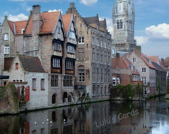 Bruges Belgium Canals and Buildings Prints and Personalized Cards