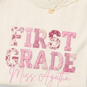 Personalized First Grade Teacher Shirt, Custom 1st Grade Teacher Tee, Patchwork Teacher Shirt, Back To School Teacher Gift