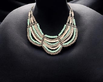 Vintage Charming Charlie Bib Necklace | Lucite Pastel Statement Jewelry