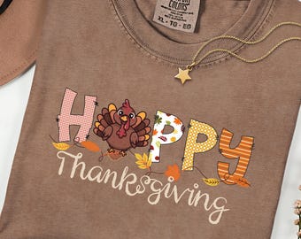 Happy Thanksgiving Shirt, Hoppy Thanksgiving Turkey Tee, Cute Turkey Fall Shirt, Thanksgiving Gift for Women, Autumn Leaves Graphic Tee