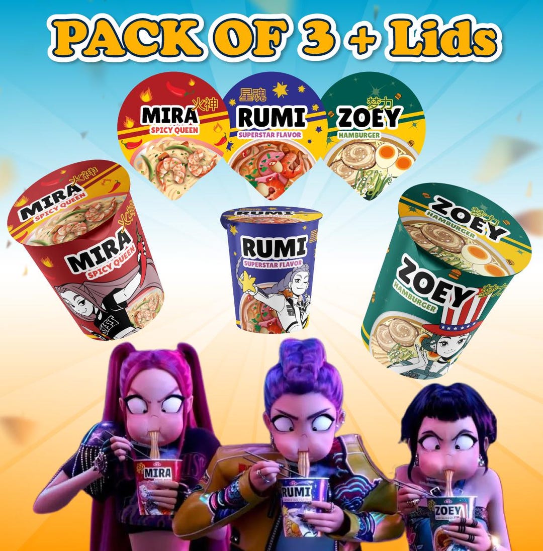 Kpop Demon Hunters, Cup Noodle Labels Ramyeon, Cosplay Party