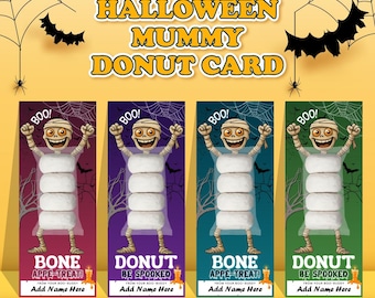 Mummy Donut Halloween Treat Card, Classroom Halloween Party, Printable PDF for Kids Instant Download