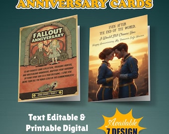 Retro Anniversary Day Card, Printable Folding Romantic Wedding Anniversary Cards  for Couples, Editable Canva, Instant Download