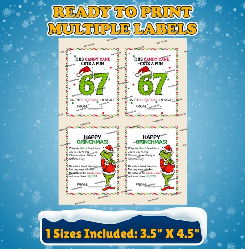 Christmas Candy Cane Holder Printable, 67 Meme & Grinchmas Treat Cards ...