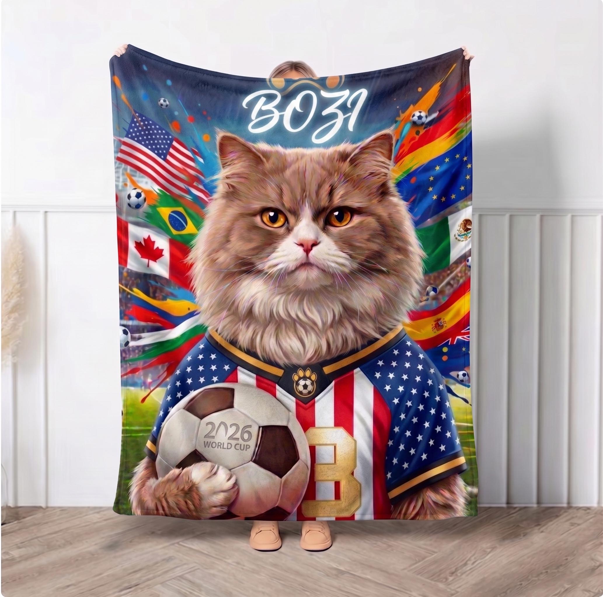 Pet a Portre (ペット ア ポルテ) Nercisse Custom Pet Portrait 2026 World Cup Soccer Fleece Blanket Printed