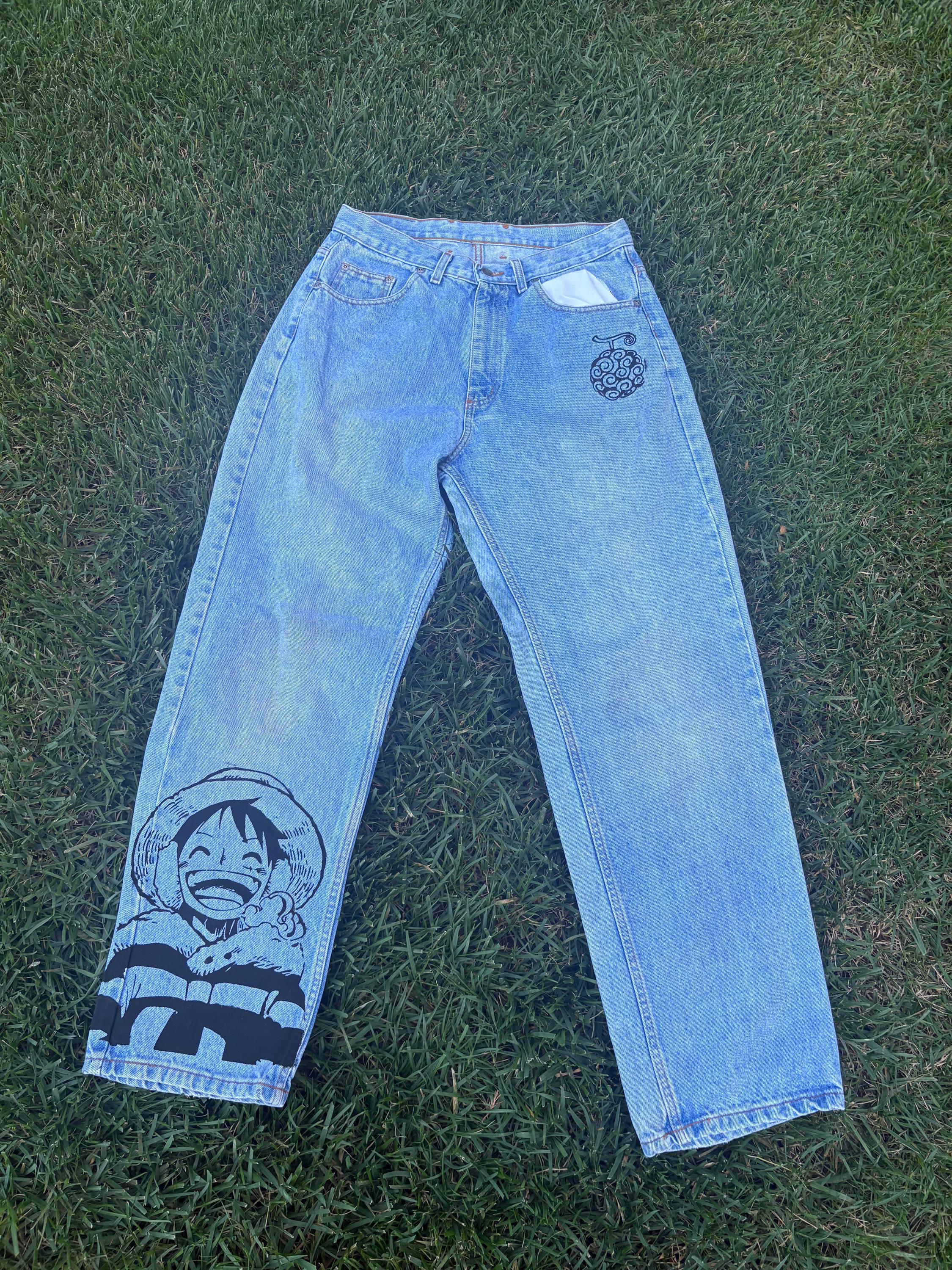 One Piece Anime Jeans - Etsy