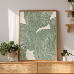 Large Green Abstract Wall Art, Emerald Textured Print, Modern Above Couch Art, Minimalist Printable Decor
