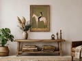 Celestial Cowgirl Wall Art Printable, Star Horse Artwork, Olive Green Western Decor, Folk Horse Painting, Modern Cowgirl Poster product logo