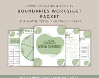 Boundaries Worksheet Packet for Kids & Teens | Counseling, Social Work, Therapy Resource