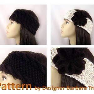 Knitting Pattern Ear Warmer 2 Designs one with Flower E1001 image 9