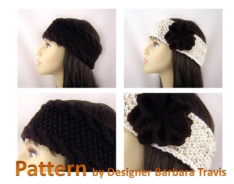 Knitting Pattern Ear Warmer 2 Designs one with Flower E1001 image 9