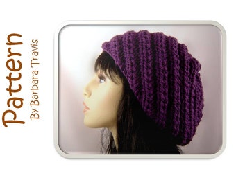 Knitting Pattern Spiral Chunky Slouch Beret H1011