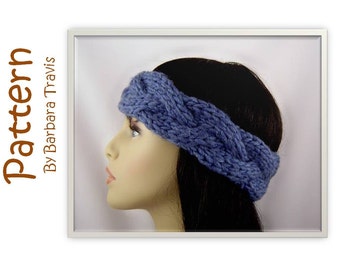 Knitting Pattern Ear Warmer Headband Wool E1003 Braided Cable