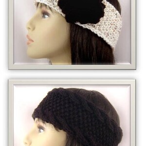 Knitting Pattern Ear Warmer 2 Designs one with Flower E1001 image 7