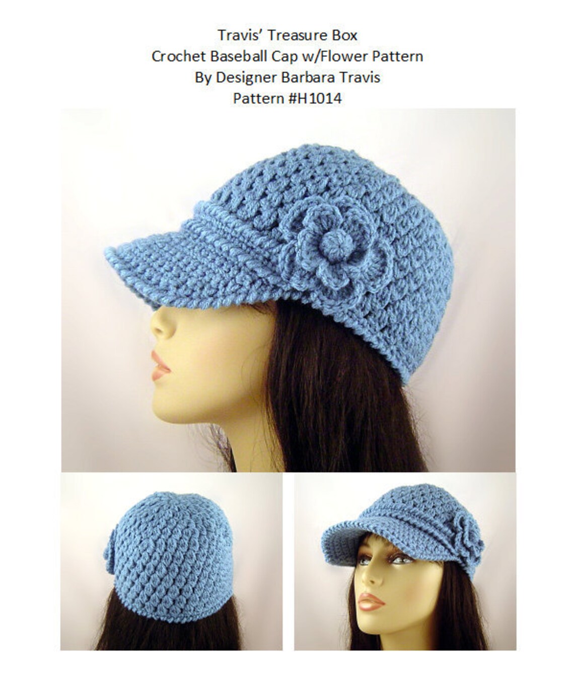 Crochet Pattern Baseball Cap With Flower Etsy