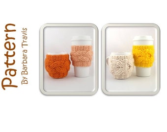 Häkelanleitung, Mug Cozy and To Go Sleeve Crochet Zopfmuster, Fibre Art