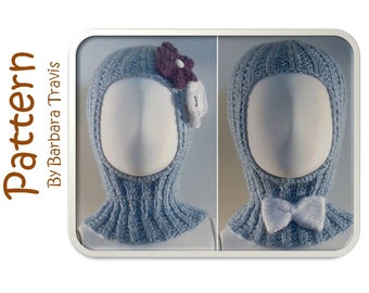 Knitting Pattern Toddler and Child Hood With Bow or Flower 2 Sizes Boy or Girl Hoodie