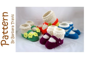 Crochet Pattern Mary Jane Children's Slipper Child's Shoe Sizes 6 through 13