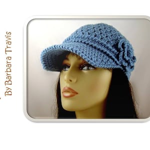 Crochet Pattern Baseball Cap with Flower