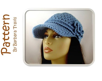 Crochet Pattern Baseball Cap with Flower