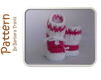 Crochet Pattern Tennis Shoe Baby Bootie PDF 3 sizes, Newborn, 0-3 month, 3-6 months