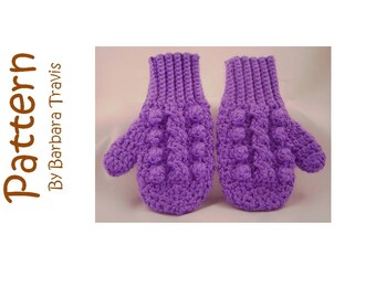 Häkelanleitung Kinderhandschuh mit Zopfmuster 3 Grössen Small, Medium, Large