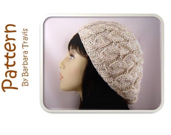 Knitting Pattern Chunky Slouch Beret Cable Design H1008