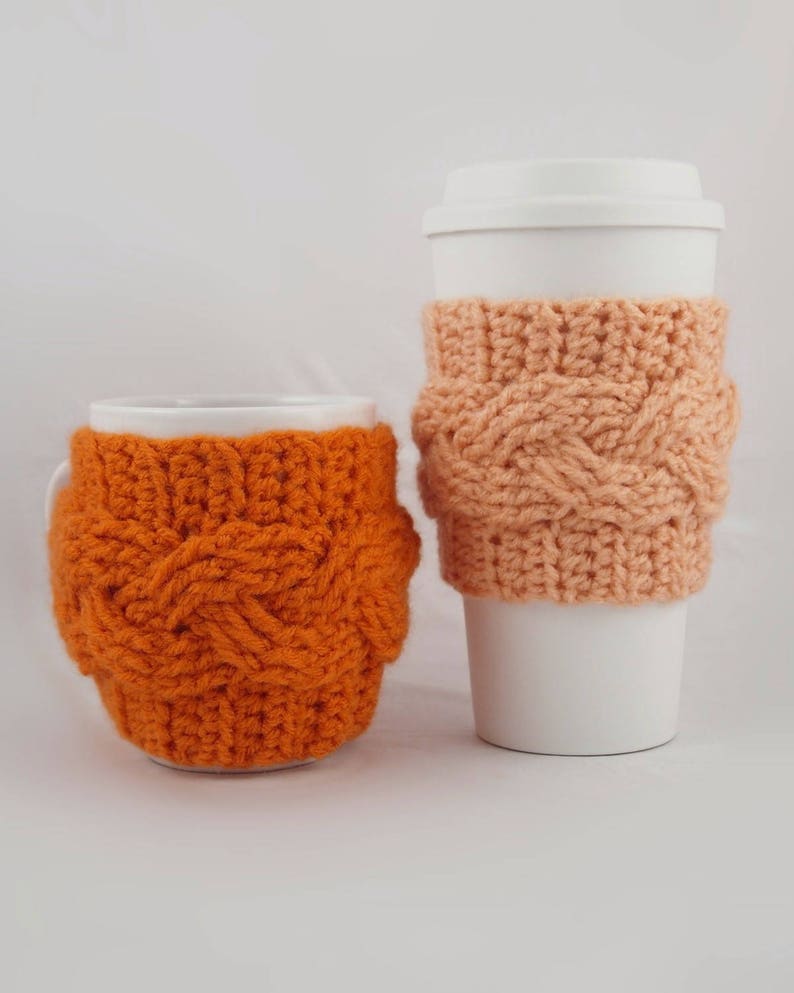 Crochet Pattern Mug Cozy and To Go Sleeve Crochet Cable Design Etsy