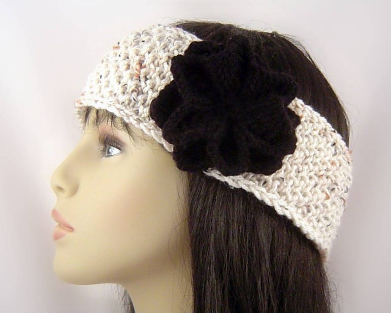 Knitting Pattern Ear Warmer 2 Designs one with Flower E1001 image 8