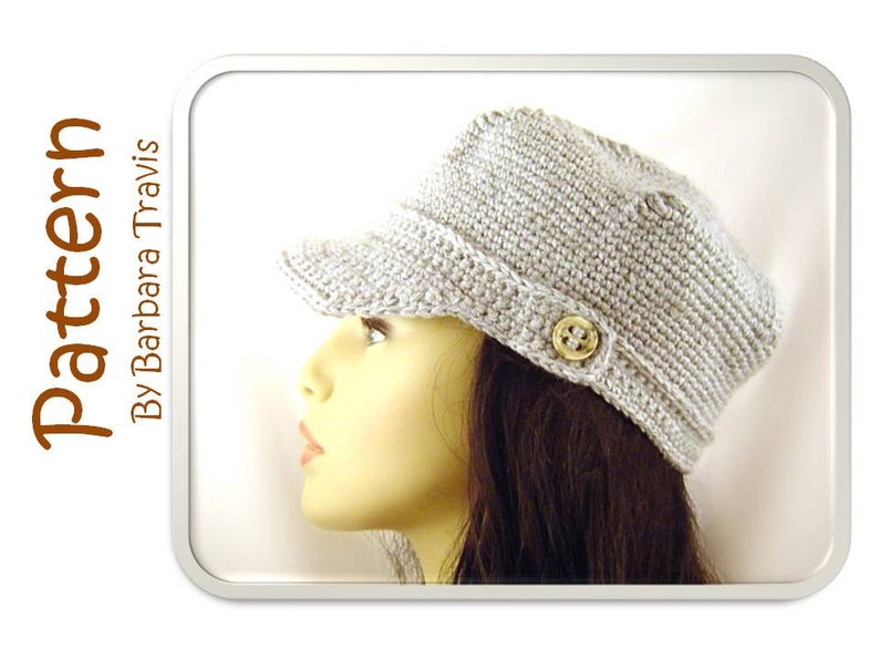 Crochet Pattern Pinwheel Newsboy Cap H1009 Engineer Hat image 1