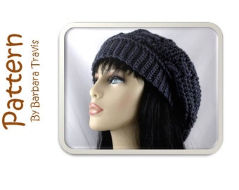 Häkelanleitung Chunky Slouch Beret Zopfmuster H1014