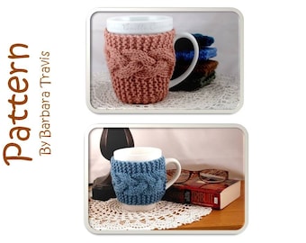Knitting Pattern Cabled Mug Cozy and Coaster Cozy Fiber Art
