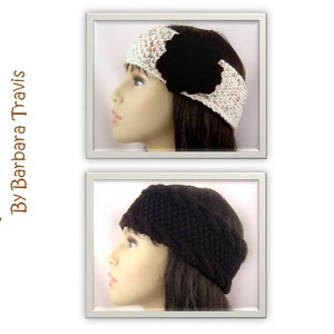 Knitting Pattern Ear Warmer 2 Designs one with Flower E1001 image 1