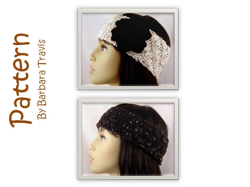 Knitting Pattern Ear Warmer 2 Designs one with Flower E1002 image 1