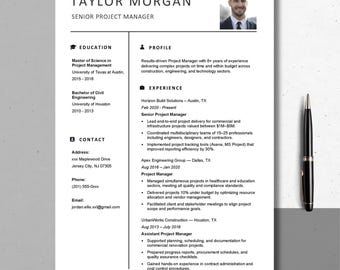 Plantilla de CV minimalista con foto / CV y carta de presentación profesionales / CV moderno y limpio de dos páginas / Archivo Word fácil de editar