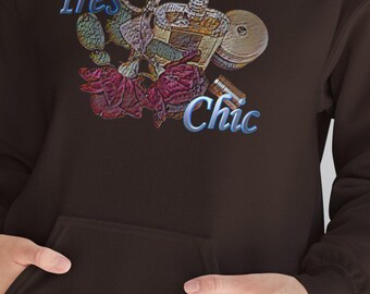 Floral 'Très Chic' Hooded Sweatshirt - Unisex Streetwear