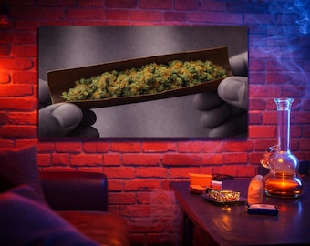 Large Custom Canvas Wall Art Trippy Blunt Home Decor Gift for Marijuana Art Lover
