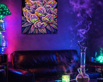 Large Custom Canvas Wall Art Trippy Home Decor Gift for Marijuana Art Lover