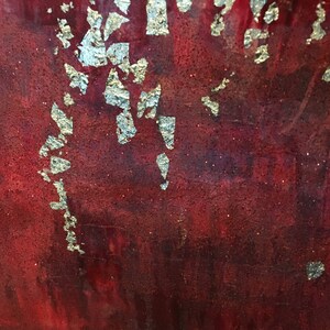 Joshua Abstract, Original, Painting, Red, Silver, Silver Leaf, Romantic ...