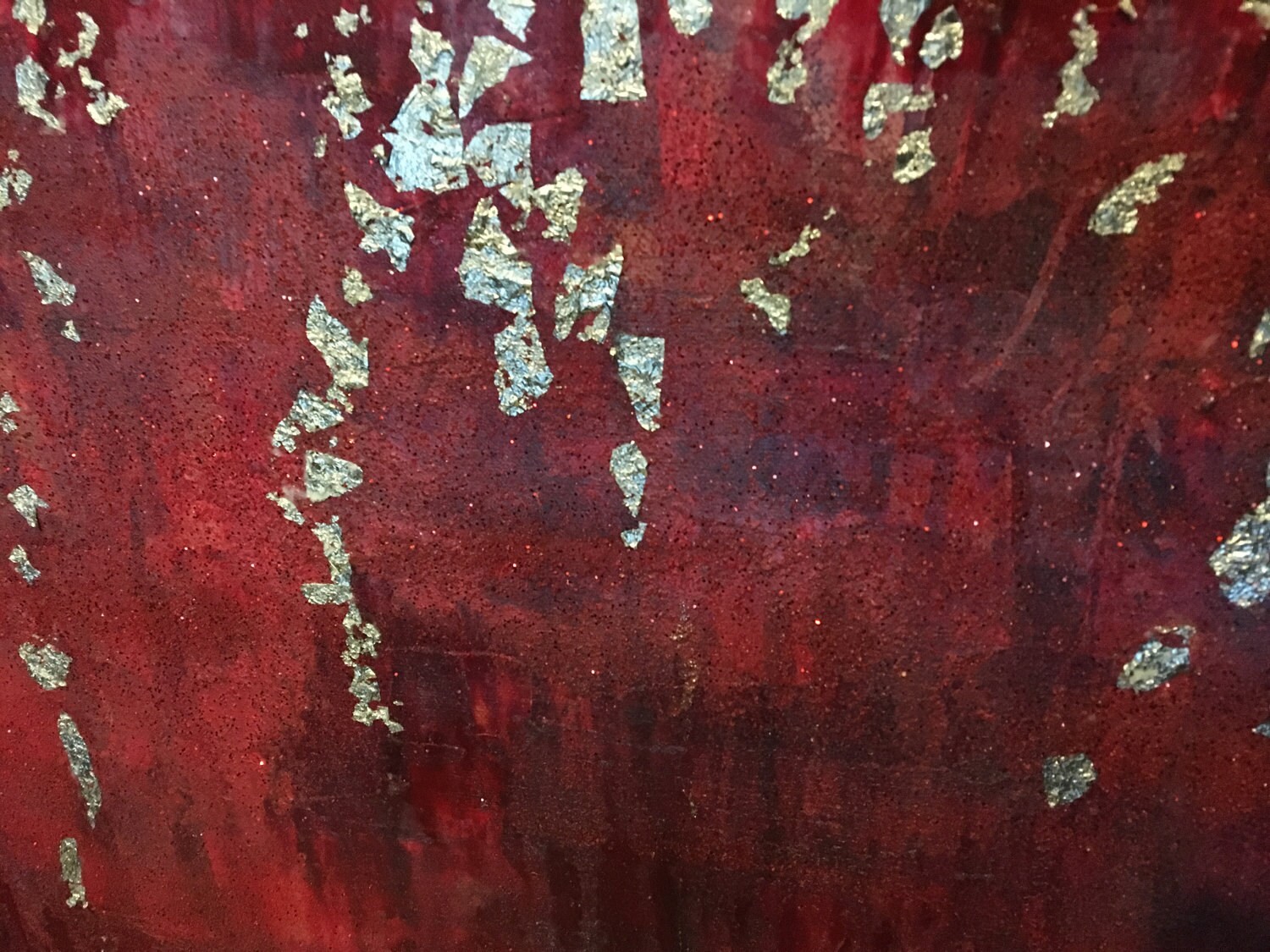 Joshua Abstract, Original, Painting, Red, Silver, Silver Leaf, Romantic ...