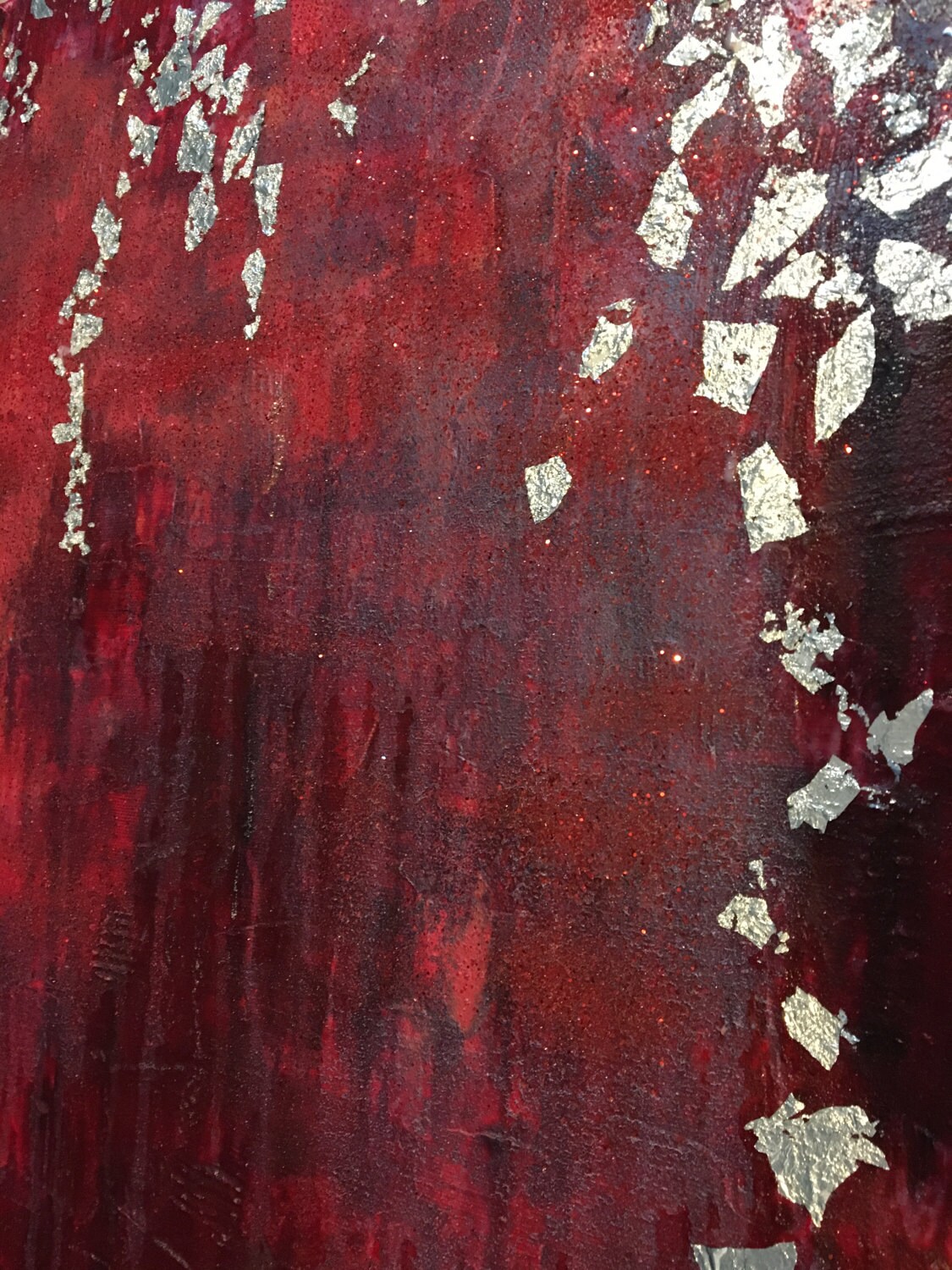 Joshua Abstract Original Painting Red Silver Silver - Etsy