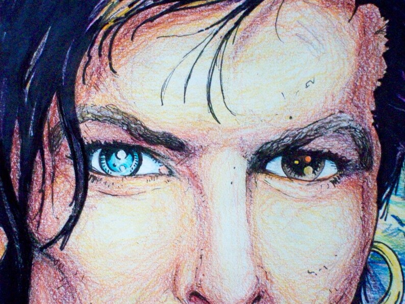 David Bowie Portrait original mixed media portrait drawing