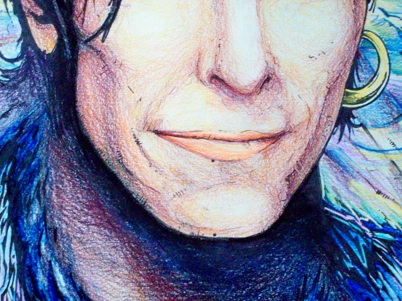 David Bowie Portrait original mixed media portrait drawing