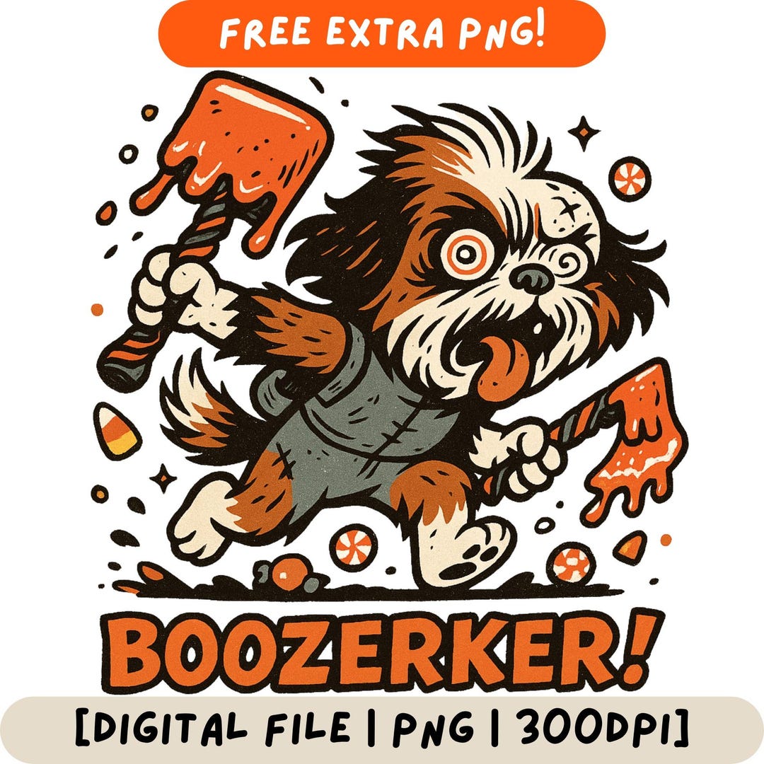 Shih Tzu Halloween Clipart: Boozerker PNG | Spooky Candy Axe Dog | Cute ...