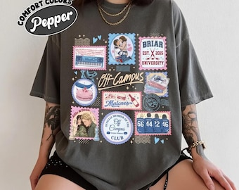 Maglietta Off Campus Hockey Stamps Comfort Colors, maglietta Briar University, serie Hockey Romance, regalo per amanti della lettura Graham 44