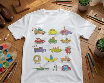 Richard Scarry Comfort Colors Shirt, Busytown Vehicles Tee, Vintage Childrens Book, Preschool Teacher Tee, Book Lover Shirt, Gift For Fans