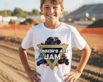 Custom Monster Truck Shirt Personalized Kids Tee, Custom Text Truck Tshirt, Offroad Racing Birthday Gift, Truck Lover Shirt