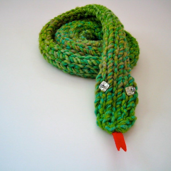 Snake Scarf -- Green Muiti-colored  Children's Scarf 25 Dollars or Under, Animal Lover Whismical One-of-a-kind