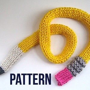 Pencil Scarf pattern - Instant Download PDF Knit PATTERN for Pencil Scarf -  Fun scarf pattern - Back-to-School scarf - Teacher Gift