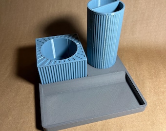 3D Printed Desk Organizer with Pen Holders & Tray